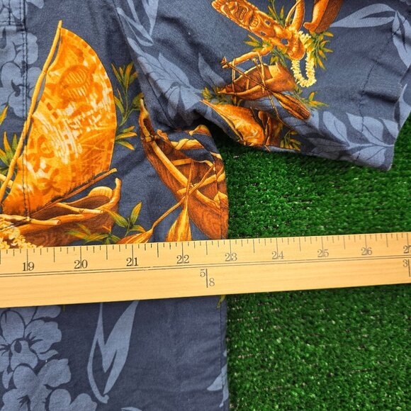 Hawaii‎ Reserve Collection Shirt Mens Large/XL Blue Tiki Tribal Tropical Camp - Picture 4 of 9